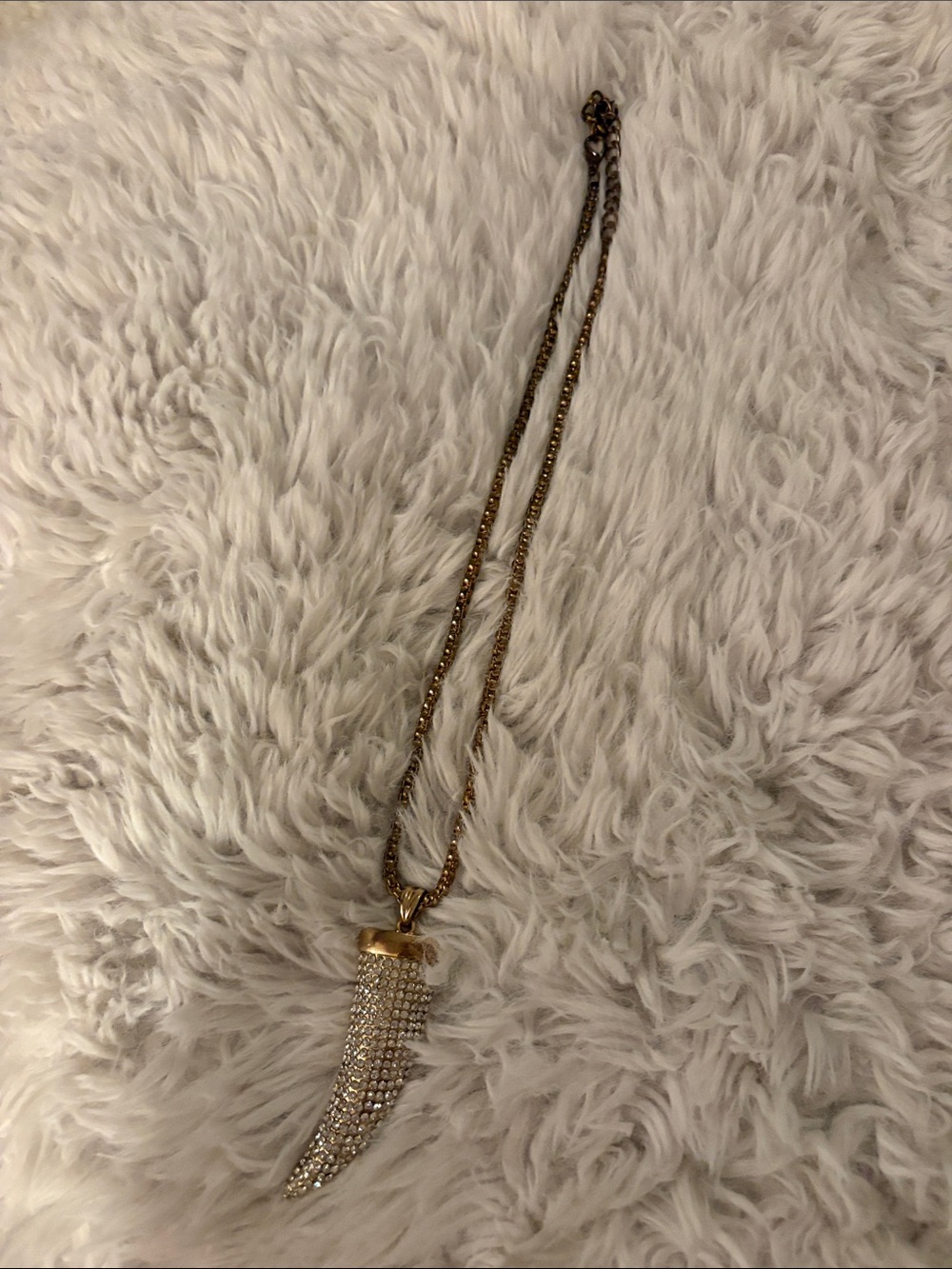 Gold-Tone Crystal Horn Pendant Necklace - Women Jewelry